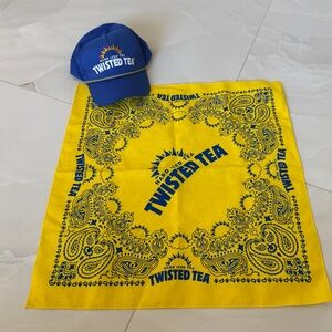 Twisted Blue and Yellow Cap and Bandana Set